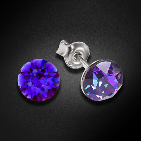 Sudraba auskari "Klasika (Heliotrope)" ar Swarovski™ kristāliem